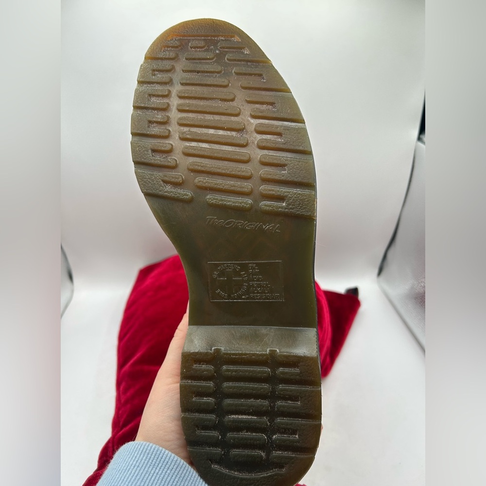 RARE Dr Martens red velvet  20 eye tall knee high zip Combat boots Men10 Women11 - Picture 15 of 16